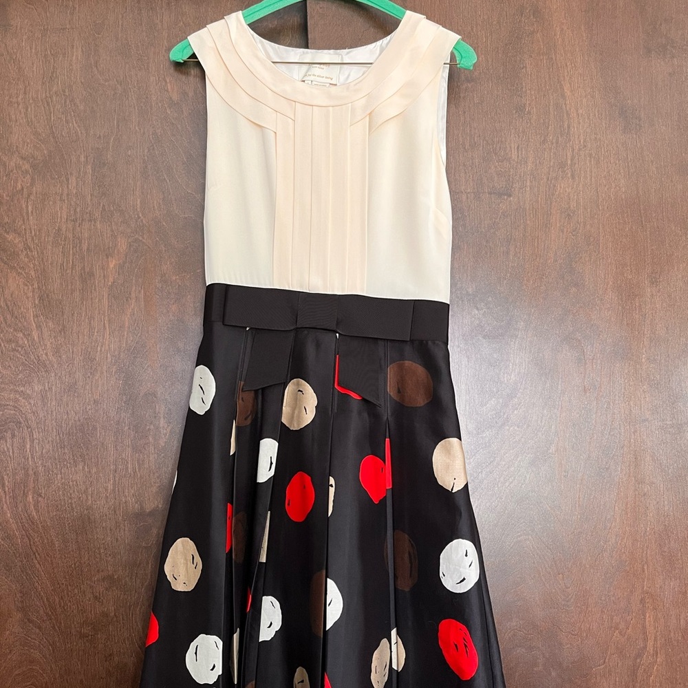 (SOLD) Kate Spade dress - ivory top, polka dot skirt. Size 2.